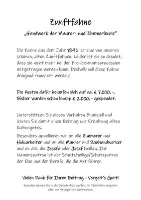 Spendenaufruf Zimmererfahne